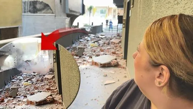 Avcılar'da korku dolu anlar: Beton blok röportaj sırasında düştü