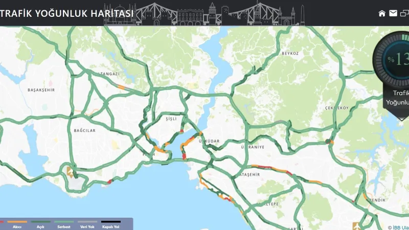 İstanbul'da trafik yoğunluğu yüzde 15