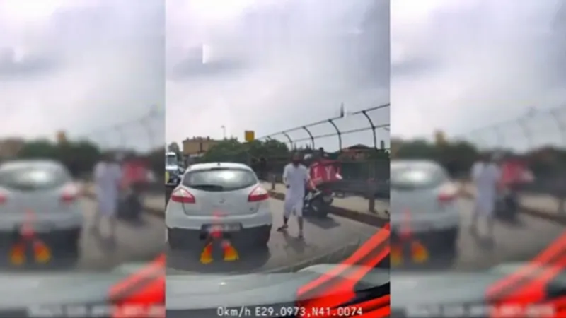 Karayolu çalışanının üzerine bıçakla yürüyen sürücü yakalandı