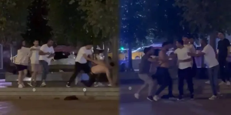 Taksim'de Şiddet! Kavgayı Ayıran Kadına Yumruk Şoku!